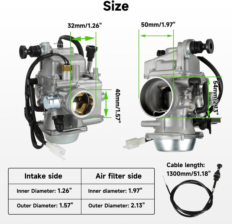 XIKOBY TRX350 Carburetor Kit Compatible with Rancher 350 2000-2006 TRX350TM TRX350TE TRX350ES TRX350FE Fourtrax 300 TRX300 Foreman ATV 4 Wheeler Replacement Parts with Oil Air Filter (Male Plug) - Image 4
